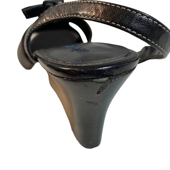 Nicole Black Leather Wedge Heel Sandal Size 7 1/2 - Picture 8 of 8